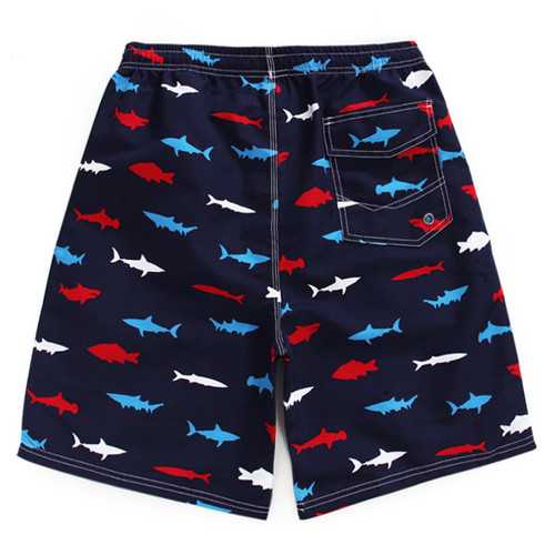 Summer Men Shark Printed Beach Shorts Quick Drying Swimwear Shorts