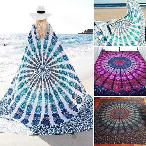 Honana WX-17 150x210cm Bohemian Style Polyester fiber Beach Shawl Mandala Rectangle Bed Sheet Tapestry