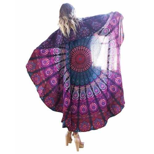 Honana WX-16 150cm Bohemian Style Thin Chiffon Beach Shawl Mat Mandala Round Silk Scarf Bed Sheet Tapestry