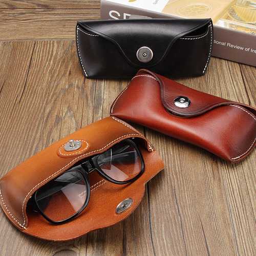 Vintage Handmade Cow Leather Glasses Case Causal Jeans Belt Eye Glasses Box