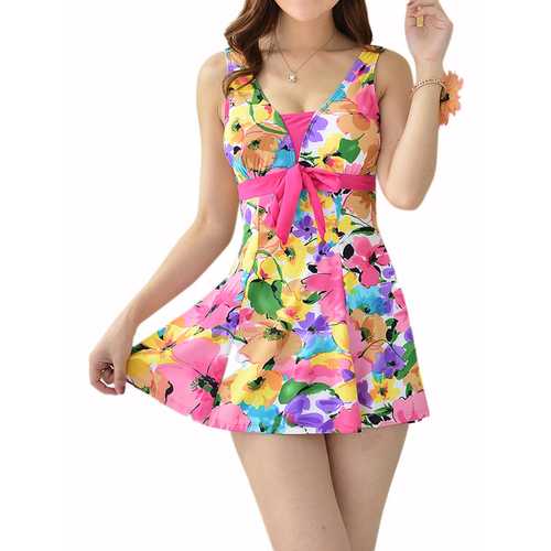 Plus Size XL-5XL Women Comfort Floral Printing Swimdress