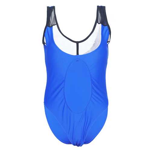 Sexy Expose Navel One Piece Perspective Mesh Elastic Backless Vest Swimwear For Women