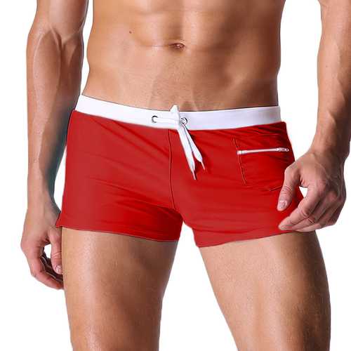 Mens Sexy Beach Summer Swimming Shorts Zipper Side Pocket Low Waist Casual Sports Spa Boxers