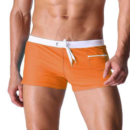 Mens Sexy Beach Summer Swimming Shorts Zipper Side Pocket Low Waist Casual Sports Spa Boxers