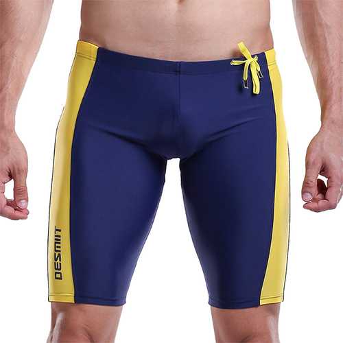 Mens Knee Length Swimming Sport Trunks Contrast Color Surf Beach Shorts