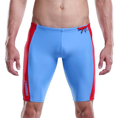 Mens Knee Length Swimming Sport Trunks Contrast Color Surf Beach Shorts