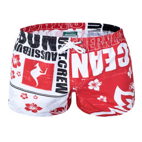 Mens Summer Quick Drying Printing Beach Swimming Casual Home Polyester Shorts