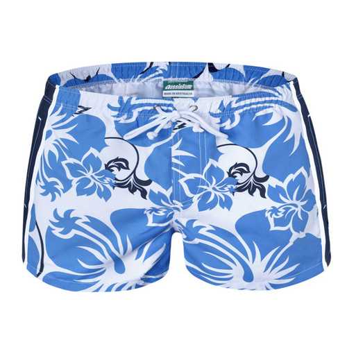 Mens Summer Quick Drying Printing Beach Swimming Casual Home Polyester Shorts