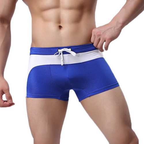 Mens Stitching Swimming Beach Shorts Fashion Casual Summer Mid Wiast Trunks