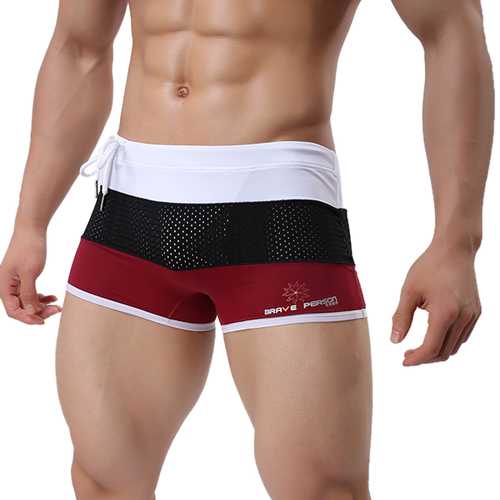BRAVE PERSON Mens Sexy Striped Mesh Breathable Beach Swimming Shorts Surf Boxers Trunks