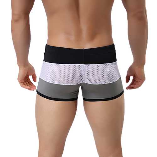 BRAVE PERSON Mens Sexy Striped Mesh Breathable Beach Swimming Shorts Surf Boxers Trunks