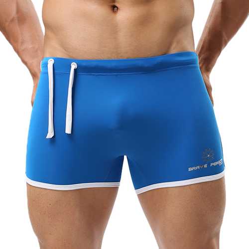 BRAVE PERSON Mens Sexy Breathable Solid Color Fitness Beach Swimming Surf SpaTrunks