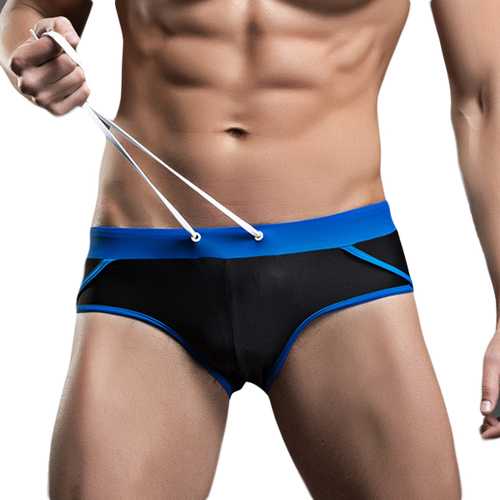 Mens Low Waist Briefs Contrast Color Trunks Professional Sexy Fashion Swimming Shorts