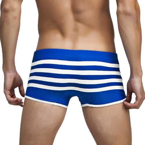 SUPERBODY Mens Beach Swimming Casual Striped Printing Shorts Low Waist Sexy Summer Fashion Boxers