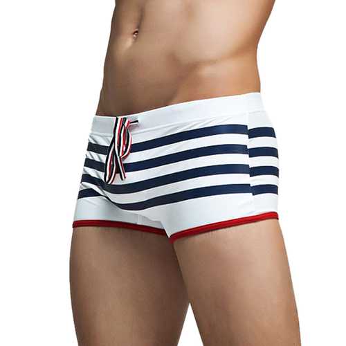 SUPERBODY Mens Beach Swimming Casual Striped Printing Shorts Low Waist Sexy Summer Fashion Boxers