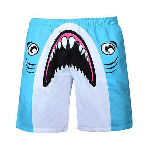 Mens Quick Drying Printing Beach Swimming Surf Shorts Personality Loose Fit Casual Knee Length