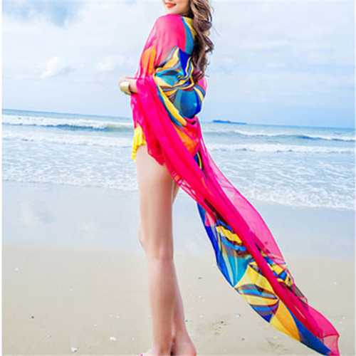 Women Ladies Summer Beach Towel Chiffon Oversized Scarf Sunscreen Towel Shawl Scarves