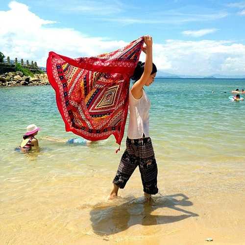 Honana WX-18 100x180cm Bohemian Linen Beach Mat National Style Woman Scarf Bed Sheet Tapestry