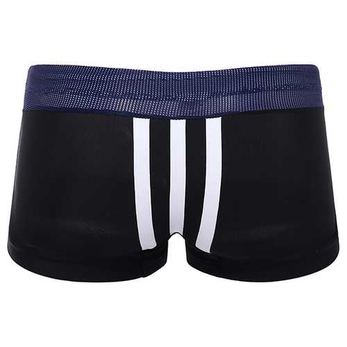 SUPERBODY Sexy Quick Drying Drawstring Letters Printing Low Waist Boxers Swim Trunks for Men