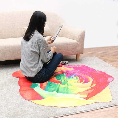 Honana WX-89 147cm 3D Simulation Rose Beach Mat Romantic Women Shawl Scarf Bed Sheet Tablecloth Home Tapestry