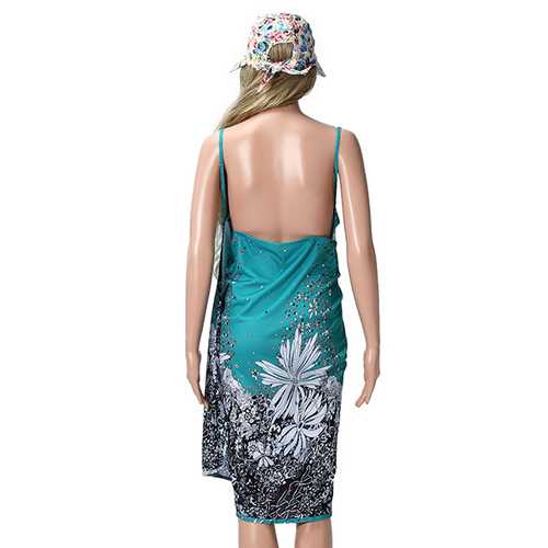 Women Ladies Summer Printed Spandex Slip Sun Protective Beach Towels Beach Dress