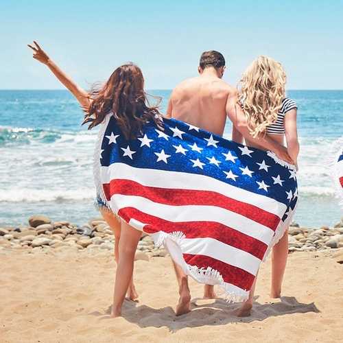 Honana WX-93 Bohemian Tapestry The American Flag Beach Towels Yoga Mat Camping Mattress Bikini Cover