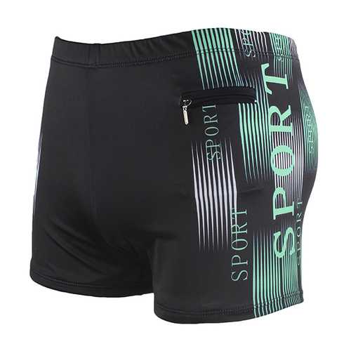 Mens Plus Size Zipper Pocket Shorts Surf Swimming Letter Printing Boxers Spa Surf Casual Trunks