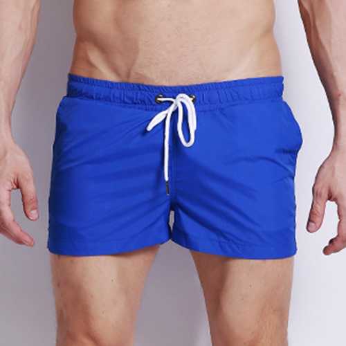 Mens Fashion Quick Drying Casual Sports Breathable Beach Shorts Loose Pockets Solid Color