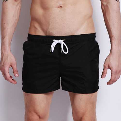 Mens Fashion Quick Drying Casual Sports Breathable Beach Shorts Loose Pockets Solid Color