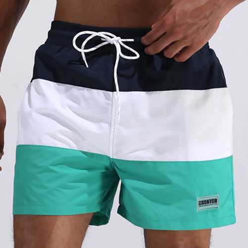 ESCATCH Mens Summer Outdoor Stitching Striped Board Shorts Sports Surf Beach Shorts
