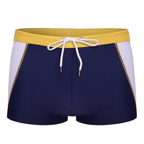ESCATCH Mens Letter Printing Contrast Color Stitching Low Waist Boxers Swimming Beach Trunks