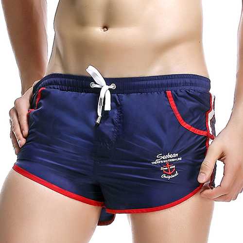 SEOBEAN Mens Causal Breathable Pocket Contrast Color Edge Home Sports Shorts