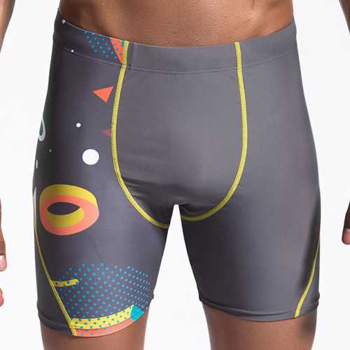 SUPERBODY Mens Beach Shorts Stitching Bodybuilding Sports Swimming Printing Fitness Shorts
