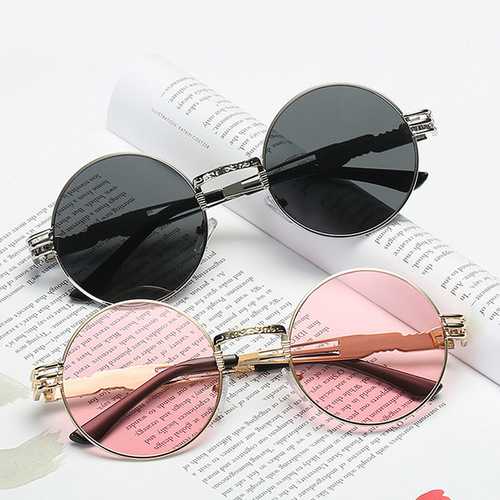 Women UV400 Protection Sunglasses Causal Vintage Steam Punk Round Eyeglasses