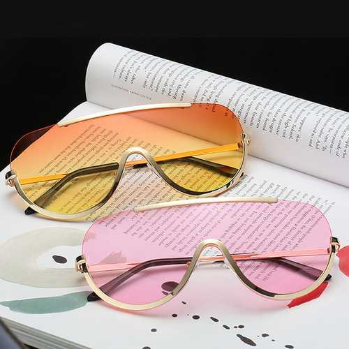 Women UV400 Sunglasses Oversized Colorful Lens Metal Frame Sunglasses