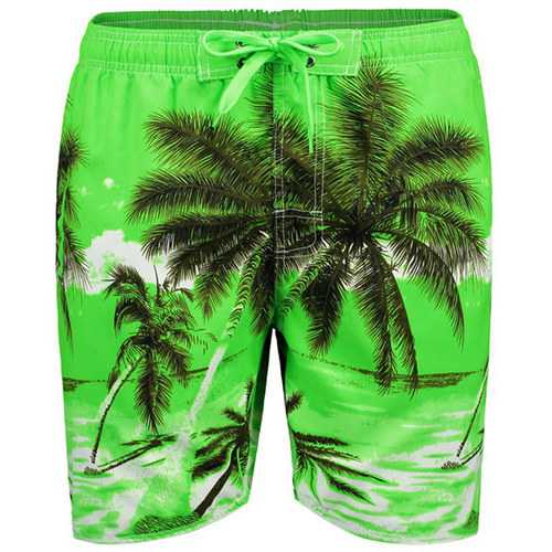 Mens Summer Beach Vacation Quick Dry Coconut Trees Printing Hawaiian Board Shorts