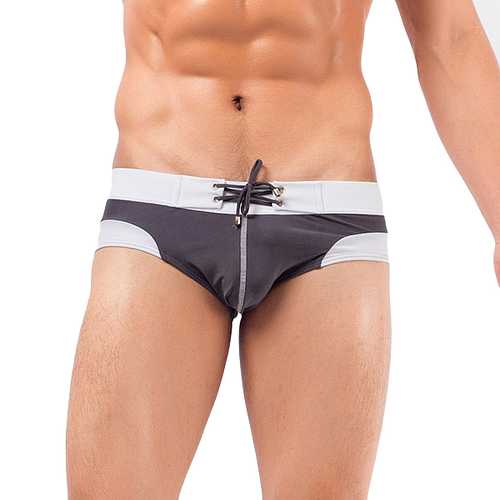 Mens Contrast Color Quick Drying Triangle Swimming Trunks