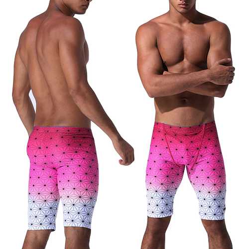Mens Quick-drying Knee Length Professional Swimming Trunks