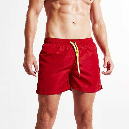 Mens Solid Color Summer Soft Home Sports Board Beach Shorts