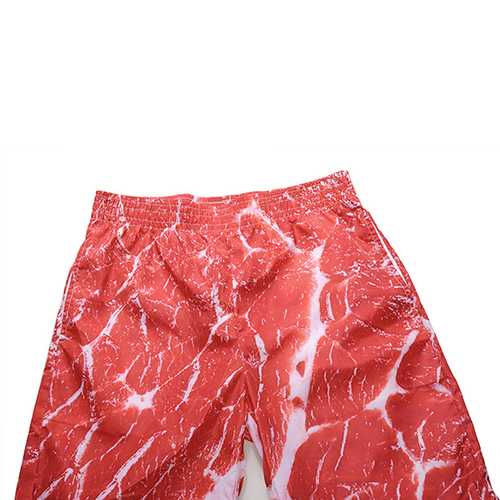 3D Meat Printing Summer Casual Holiday Beach Board Shorts