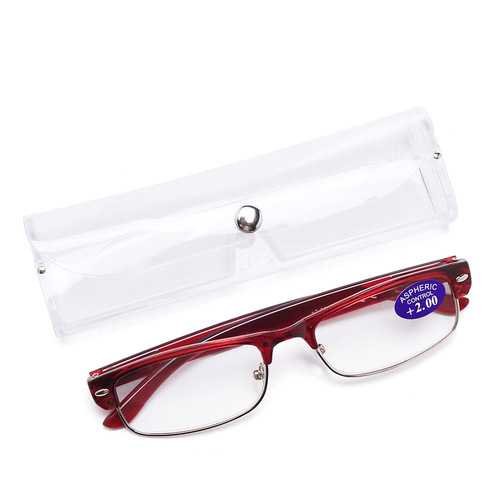 Men Women Round Half-Frame Readers Reading Glasses with Case