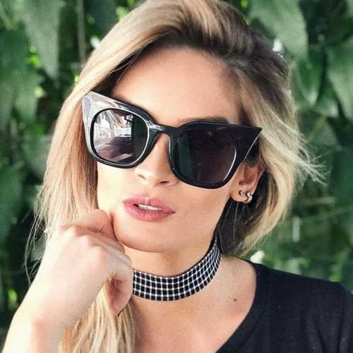 Womens Vintage Cat Eye UV400 Round Frame Sunglasses