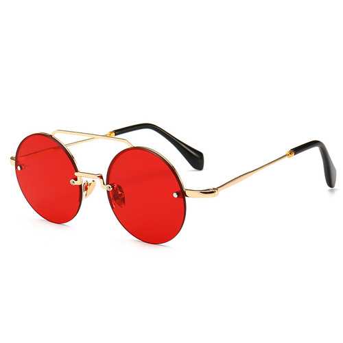 Men Women Narrow Frame Retro Round Sunglasses