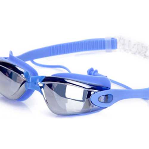 Men Outdoor Siamese Silicone Earplugs Plated Swimming Goggle
