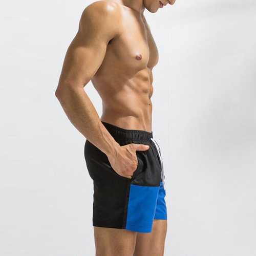 INCERUN Men Contrast Color Splice Sport Fitness Board Shorts