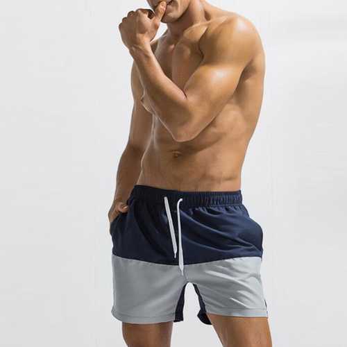 INCERUN Men Contrast Color Splice Sport Fitness Board Shorts