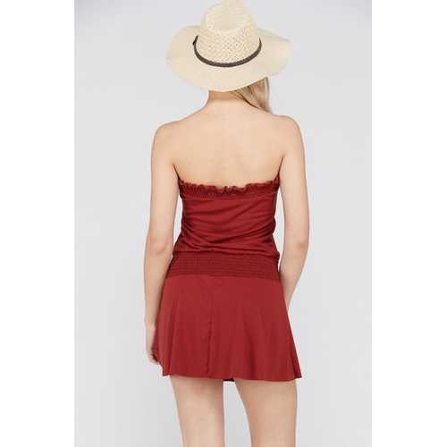 Women's Smock Strapless Dress with Elastic Waistband