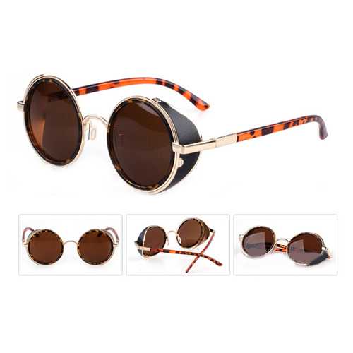 Unisex Vintage UV400 Sunglasses Steampunk Round Mirror Lens Glasses