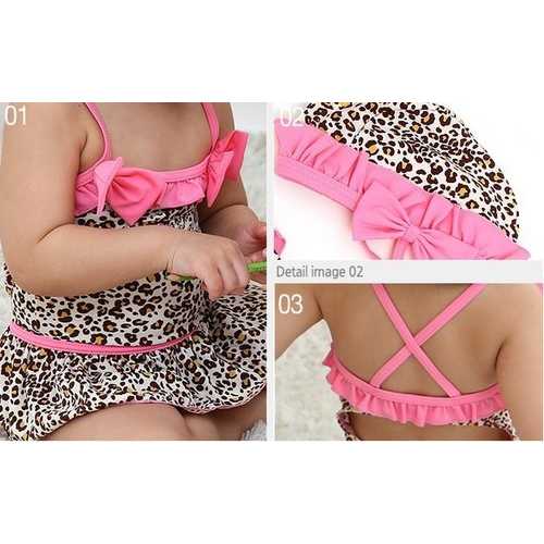 Children Baby Girls Leopard Bikini Kids Swimsuit Siamesed Swimwear