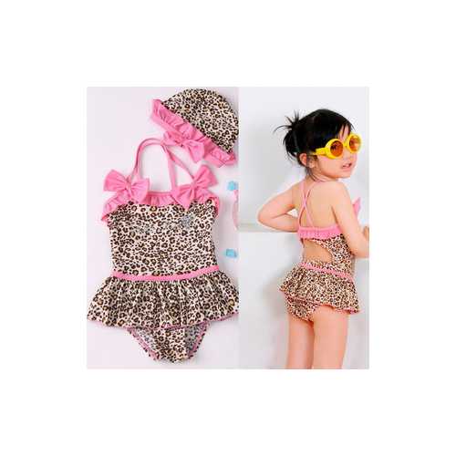 Children Baby Girls Leopard Bikini Kids Swimsuit Siamesed Swimwear